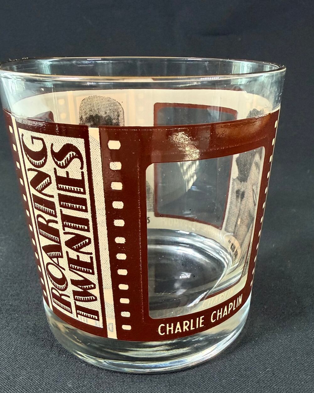 Vintage Houze Art Roaring Twenties Hollywood Silent Film Stars Rocks Glass